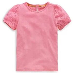 Mini‎ Boden Broderie Mix T Shirt Eyelet Puff Sleeve Cotton Top Girls 12-13Y